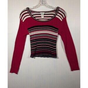 VINTAGE 90s In Charge Striped Sweater Womens  Knit Cotton
